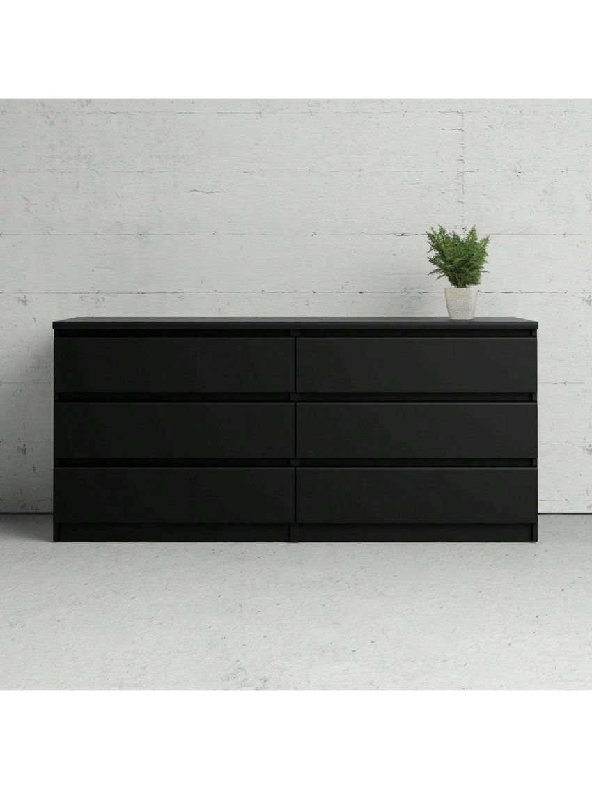 6 Drawer Double Dresser, Black
