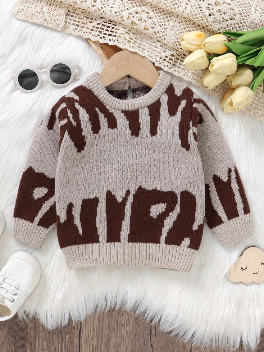 Baby Girl's Round Neck Long Sleeve Sweater