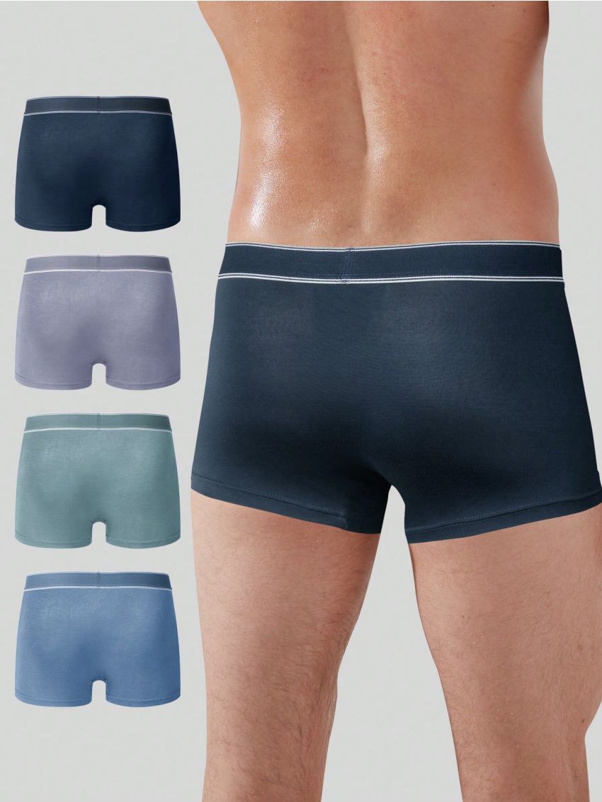 4pcs Men'S Color Block Briefs With Contrast Trim