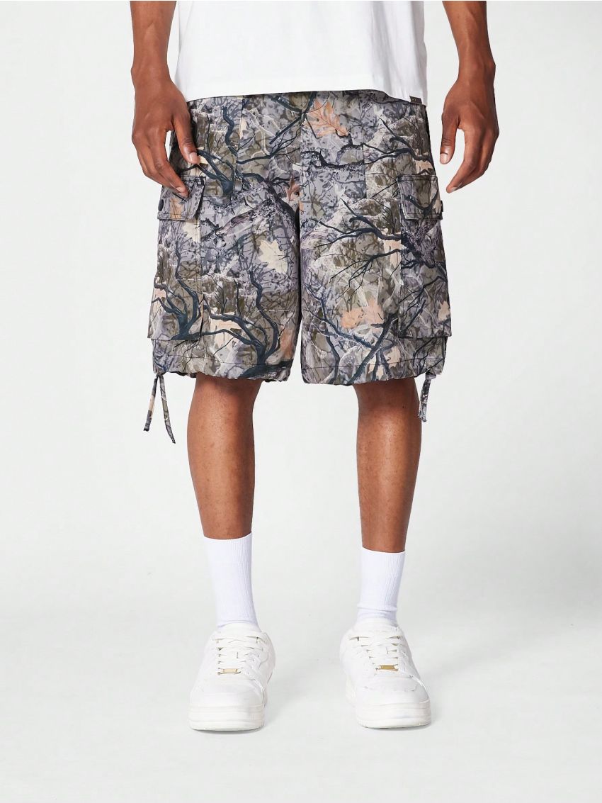 SUMWON All Over Printed Nylon Cargo Shorts