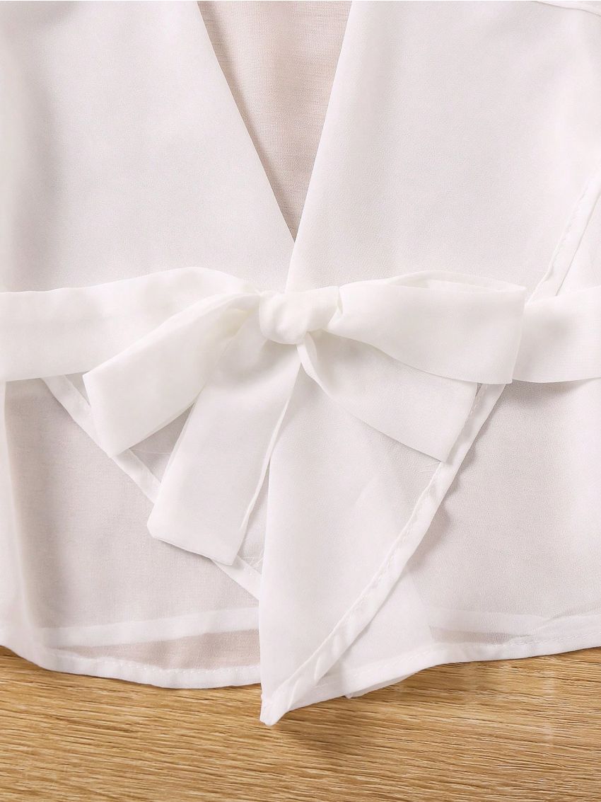 SHEIN Kids EVRYDAY Little Girls' Casual Ruffle Trimmed Coat