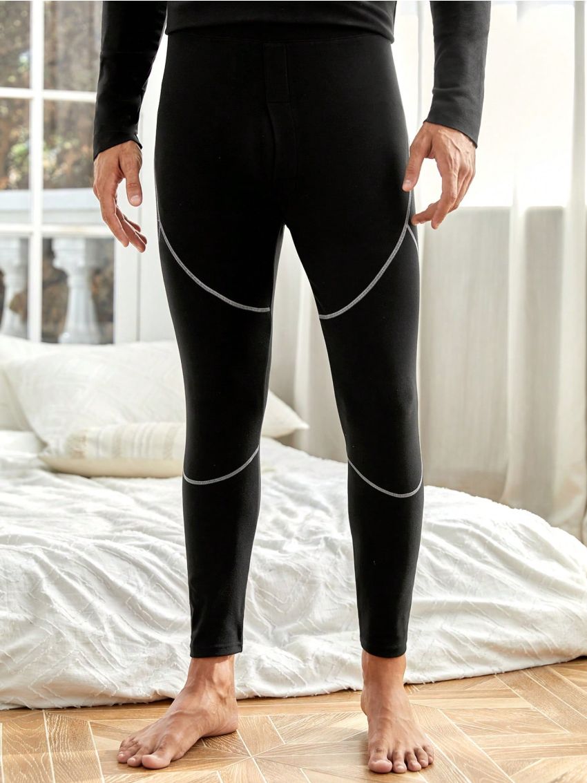 Men Top-stitching Thermal Underwear Pants