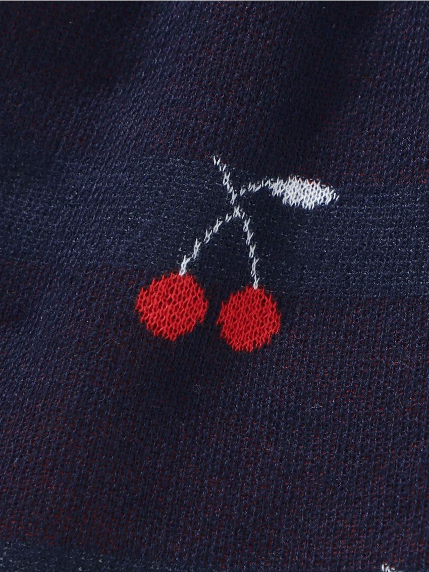 Infant Girls' Cherry Pattern Knitted Dress With Ruffle Trim