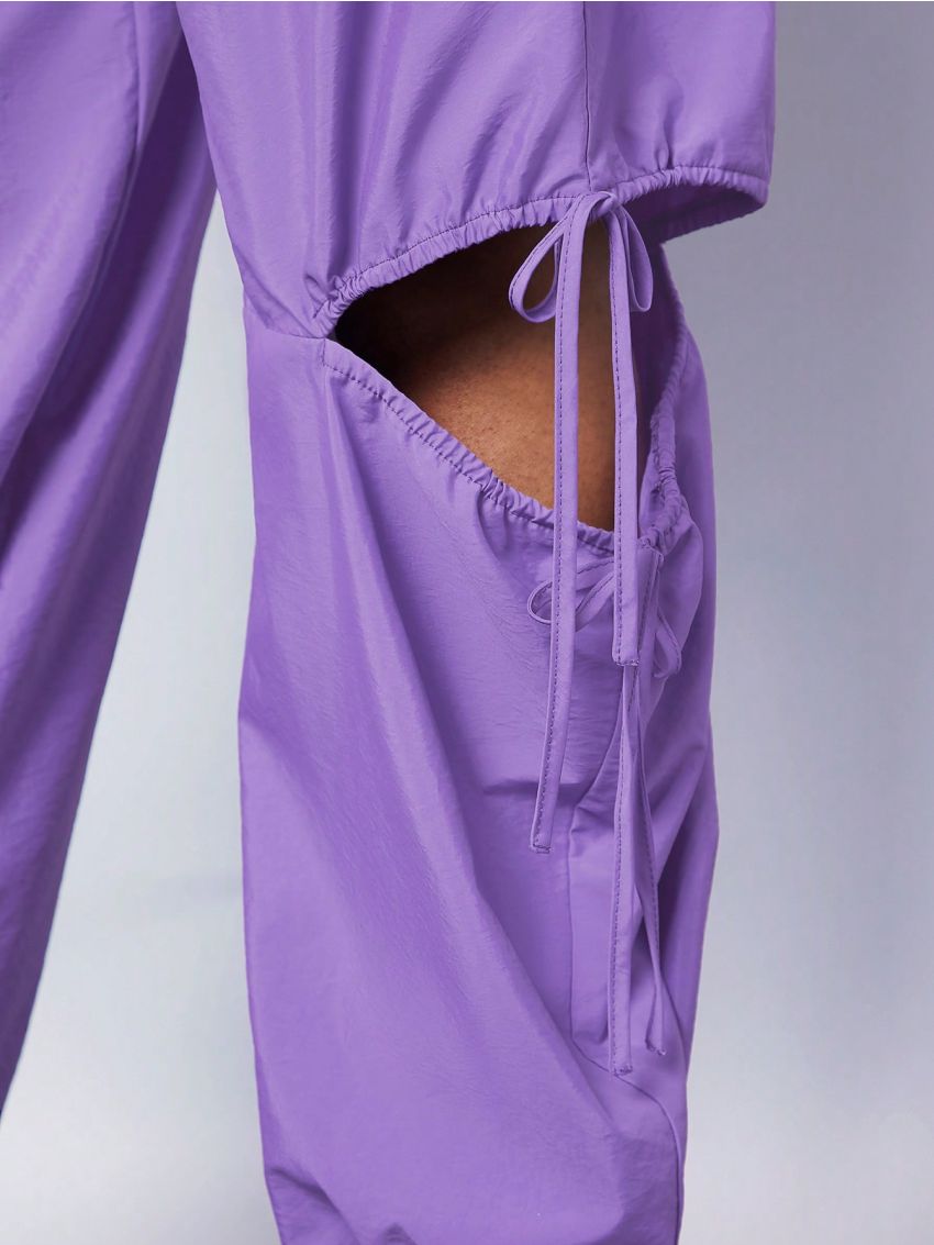 Muted Drawstring Waist Cut Out Knot Pants