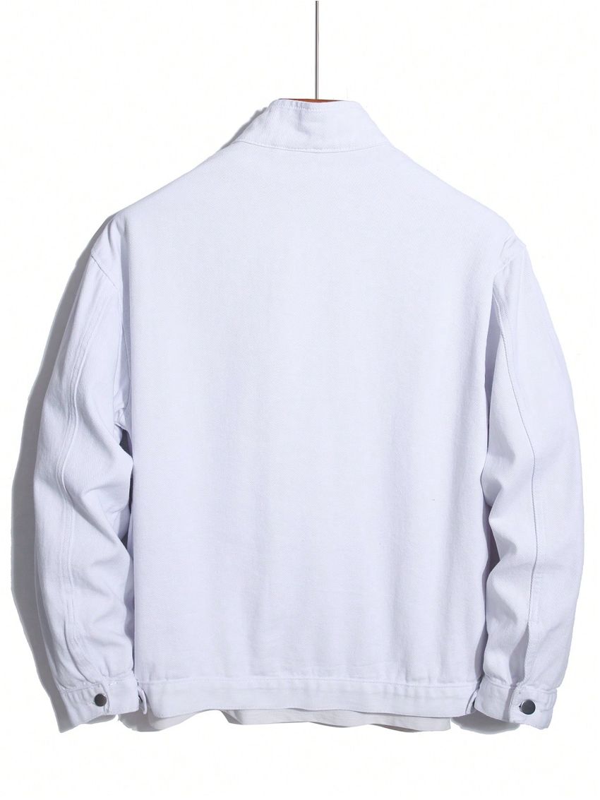 Manfinity EMRG Men's Solid Color Multi-Pocket Workwear Denim Jacket