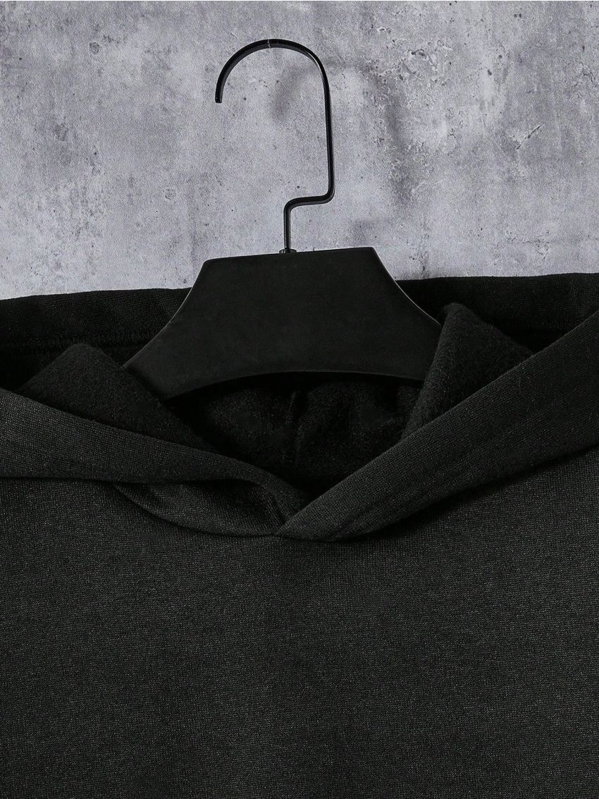 Manfinity Hypemode Men's Letter Pattern Hooded Sweatshirt And Sports Pants Set