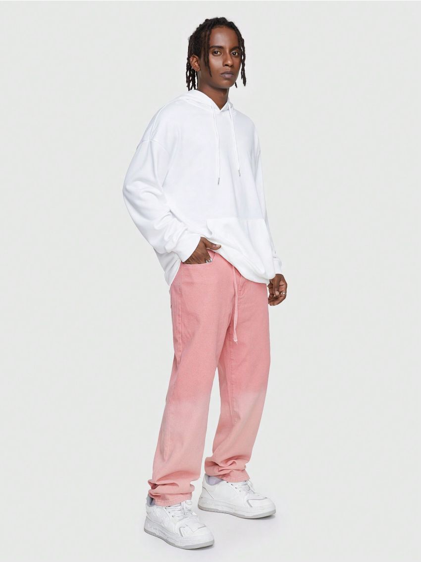 ROMWE Street Life Men's Straight Fit Drawstring Denim Jeans