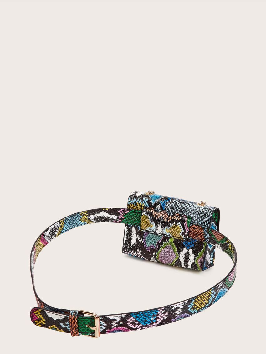 Mini Twist Lock Snakeskin Fanny Pack