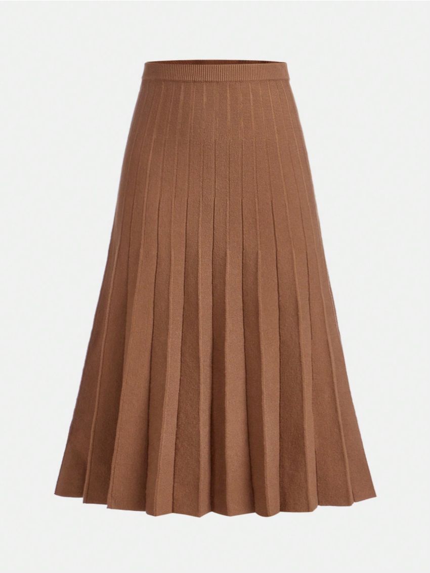 SHEIN Kids Nujoom Tween Girl Solid Pleated Knit Skirt