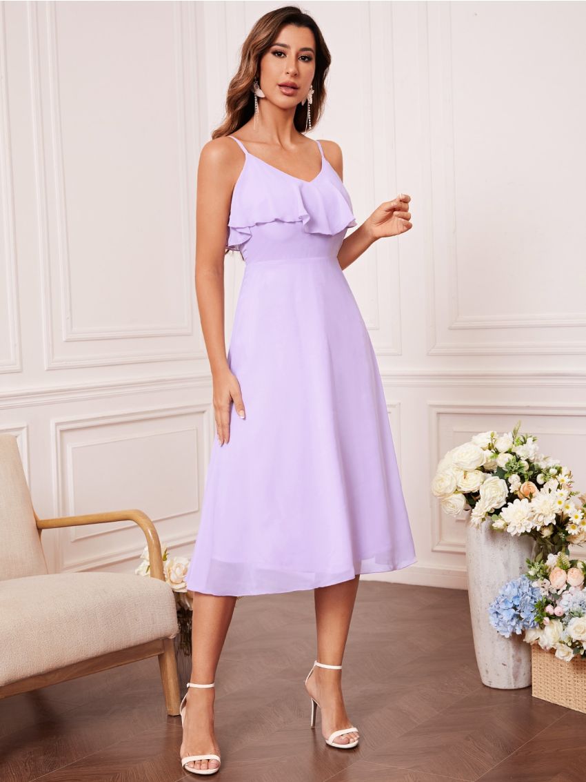 Ruffle Trim Cami Bridesmaid Dress