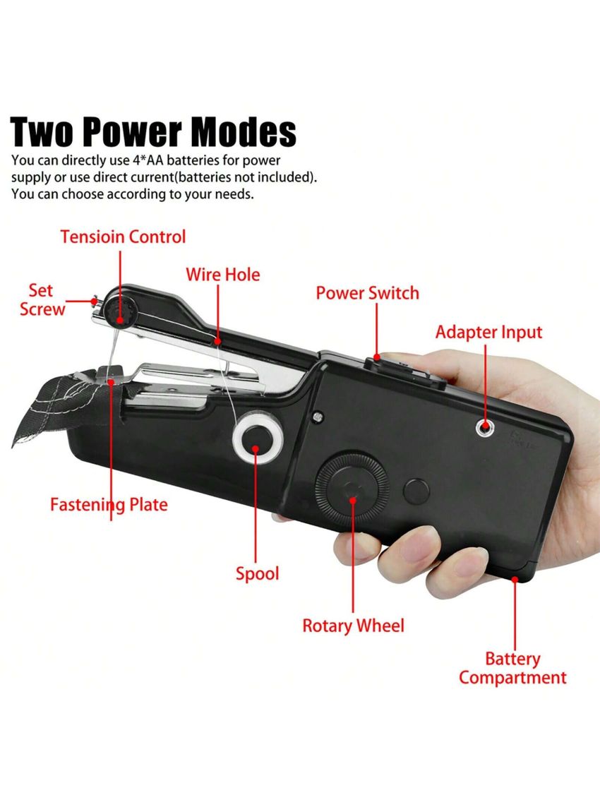 Mini Handheld Sewing Machine, Portable Sewing Machine Ergonomic Design for For Clothes Pants Jeans T-shirts Curtains, Easy to Use for DIY Beginners for Home Travel
