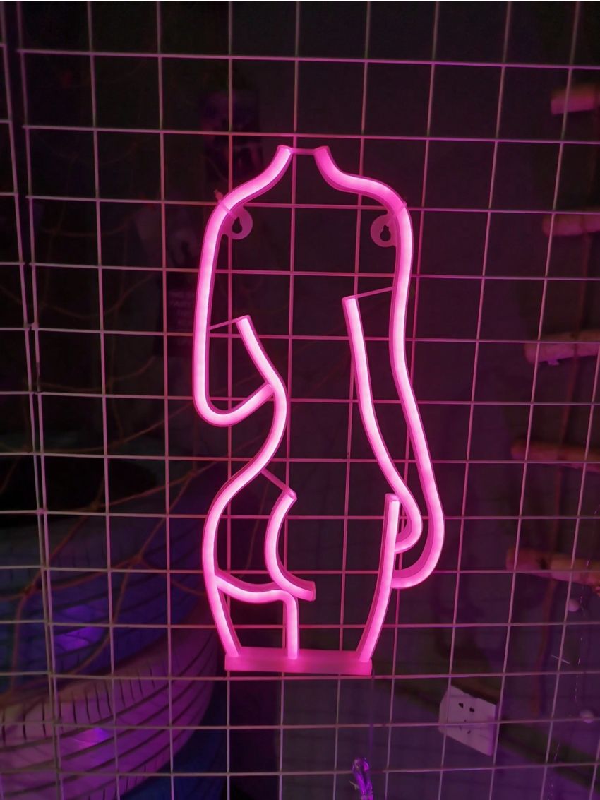 Led Neon Light Silhouette Of Woman's Back Wall Decoration For Bar, Party, Festival Atmosphere