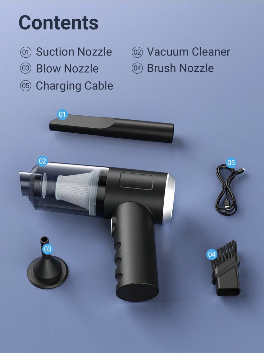 Teckwe Portable Cordless Car Vacuum Cleaner,Mini Handheld Vacuum Cleaner,Cordless Car Vacuum 6000PA Strong Suction Portable Hand Vacuum For Pet Car Office Keyboard And Home