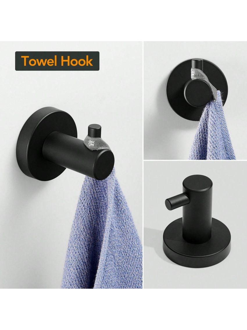 BESy 4pcs/set Bathroom Accessories Set (Adjustable 16 to 26 Inch Towel Bar, Towel Ring, Toilet Paper Holder,Towel Hook), Wall Mounted Bath Hardware Accessory Fixtures Set,Stainless Steel