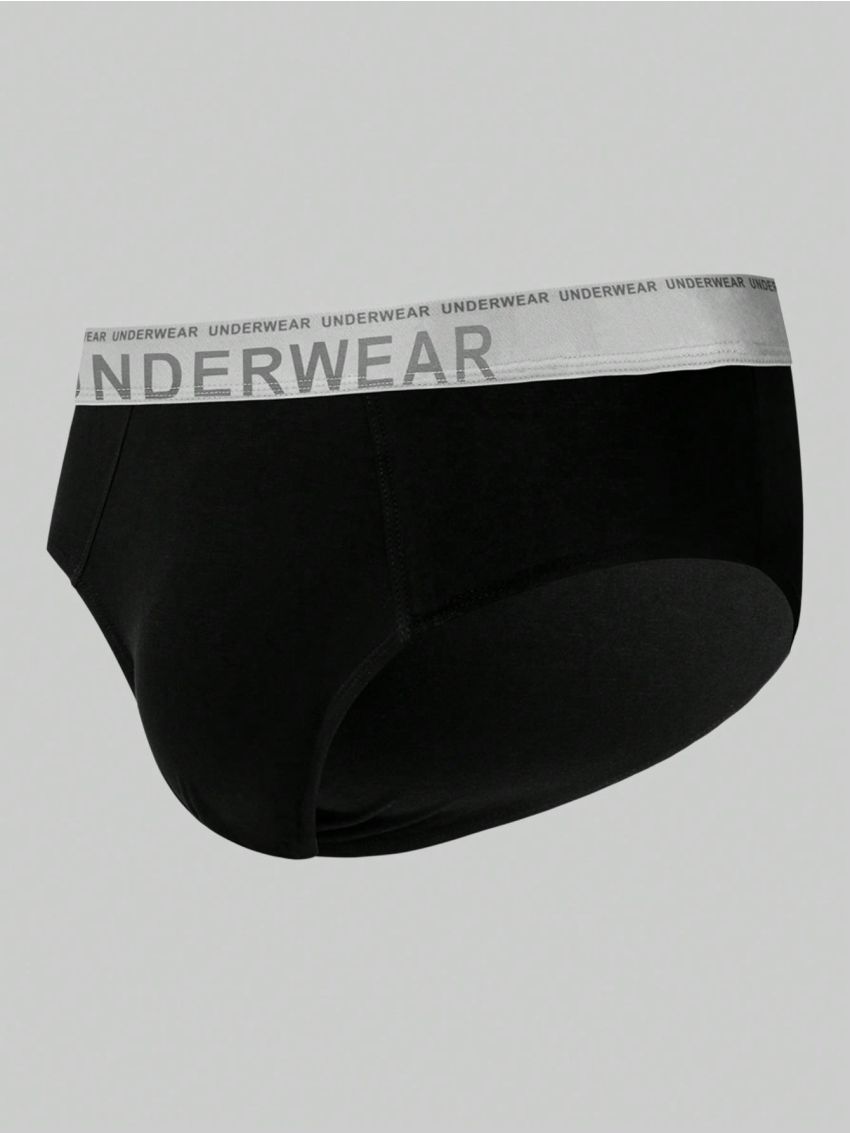 Men's Letter Print Elastic Waistband Triangle Boxer Briefs (3pcs/Set)