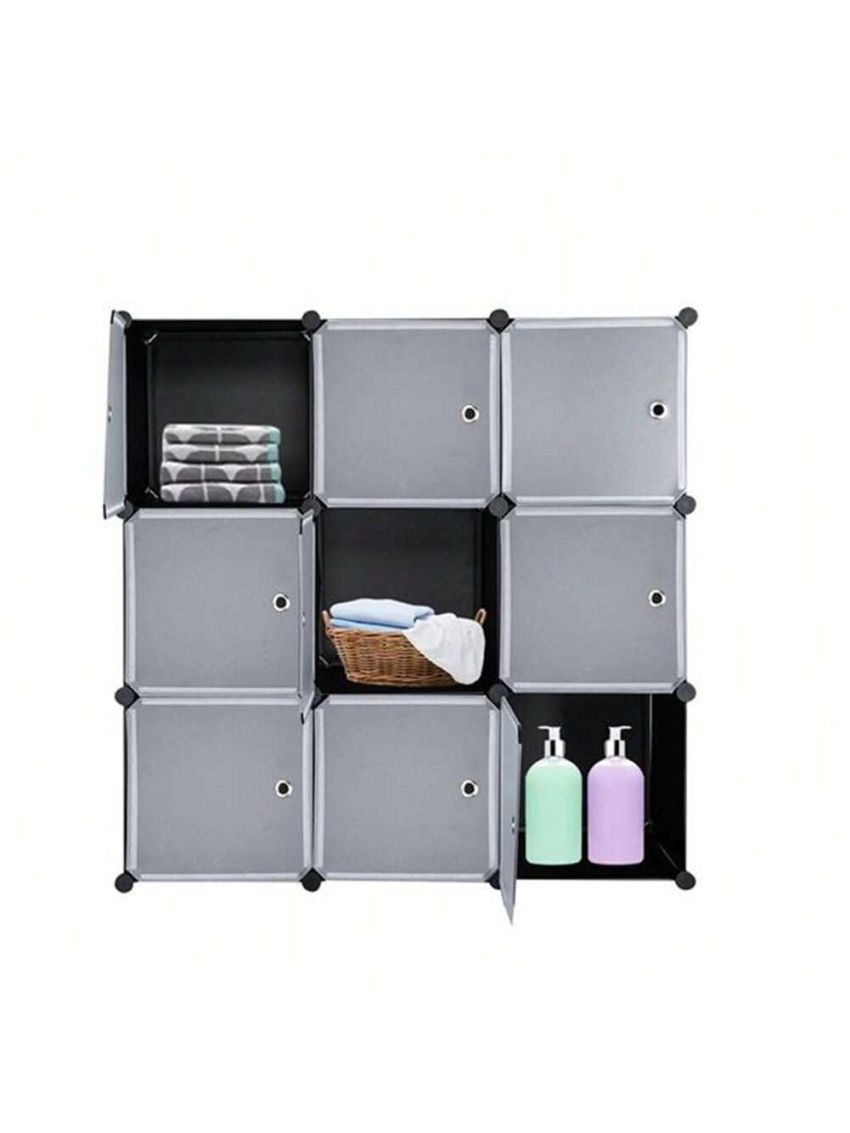 1 Set Of Storage Organizer Diy 9-cube Storage Shelving With Doors For Bedroom Living Room