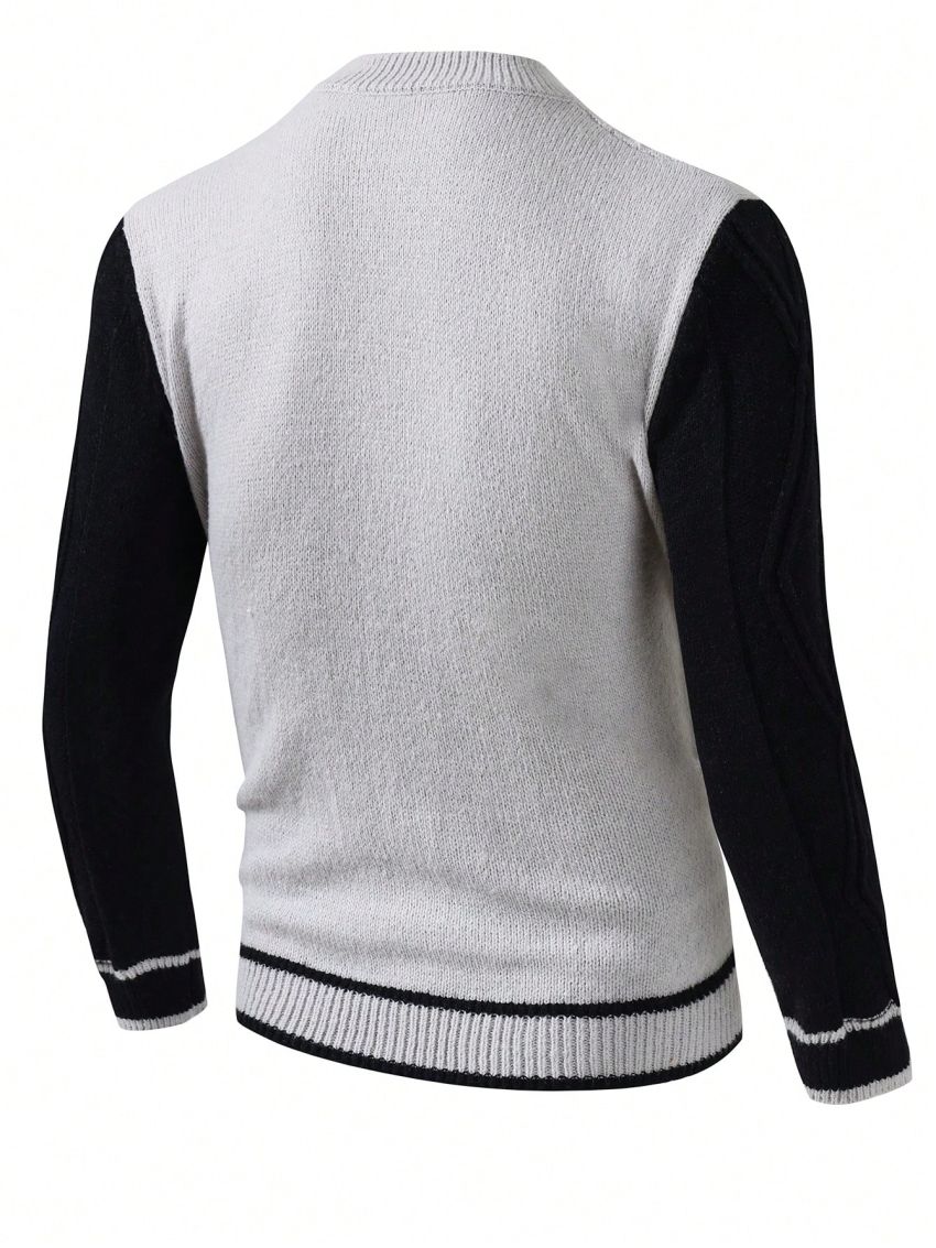 Men's Color Block Zipper Cardigan
