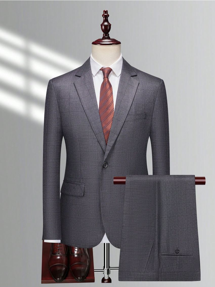 Manfinity Mode Men's Plaid Business Suit Set