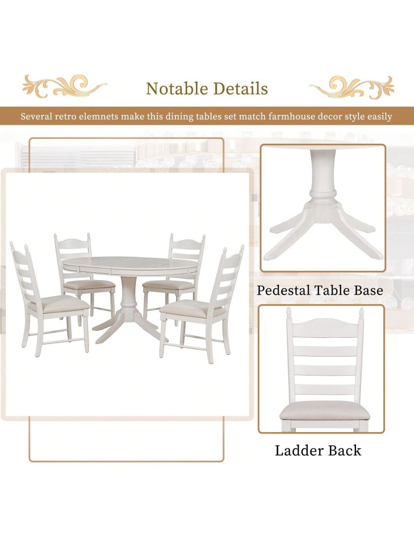 Nestfair 5-Piece Round Dining Table with 4-Chairs