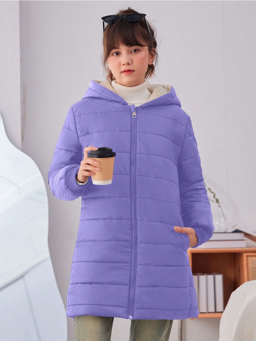 Teenage Girls' Casual Simple Urban Warm Plush Jacket -padded Clothes