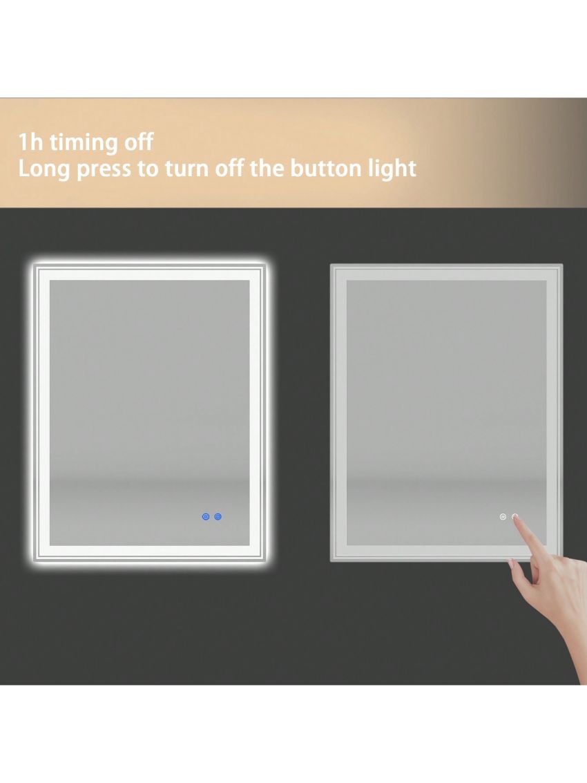 36×28 inch LED-Lit bathroom mirror, wall mounted anti-fog memory Adjustable Brightness front and back light Rectangular Vanity mirror