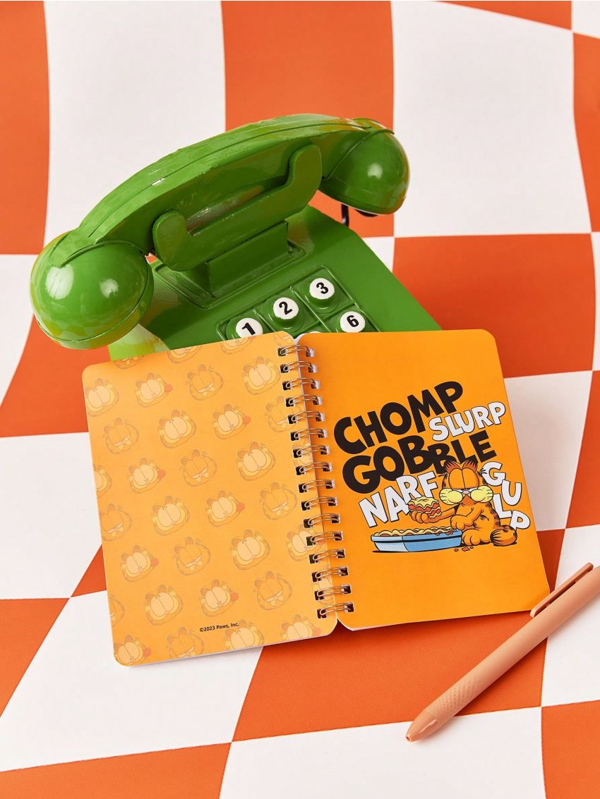 GARFIELD X SHEIN Cartoon Cat Print Yellow Notebook