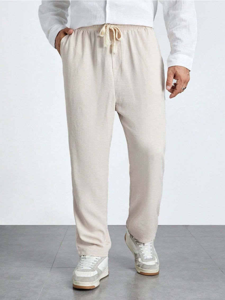 SHEIN Extended Sizes Men Plus Drawstring Waist Slant Pocket Pants