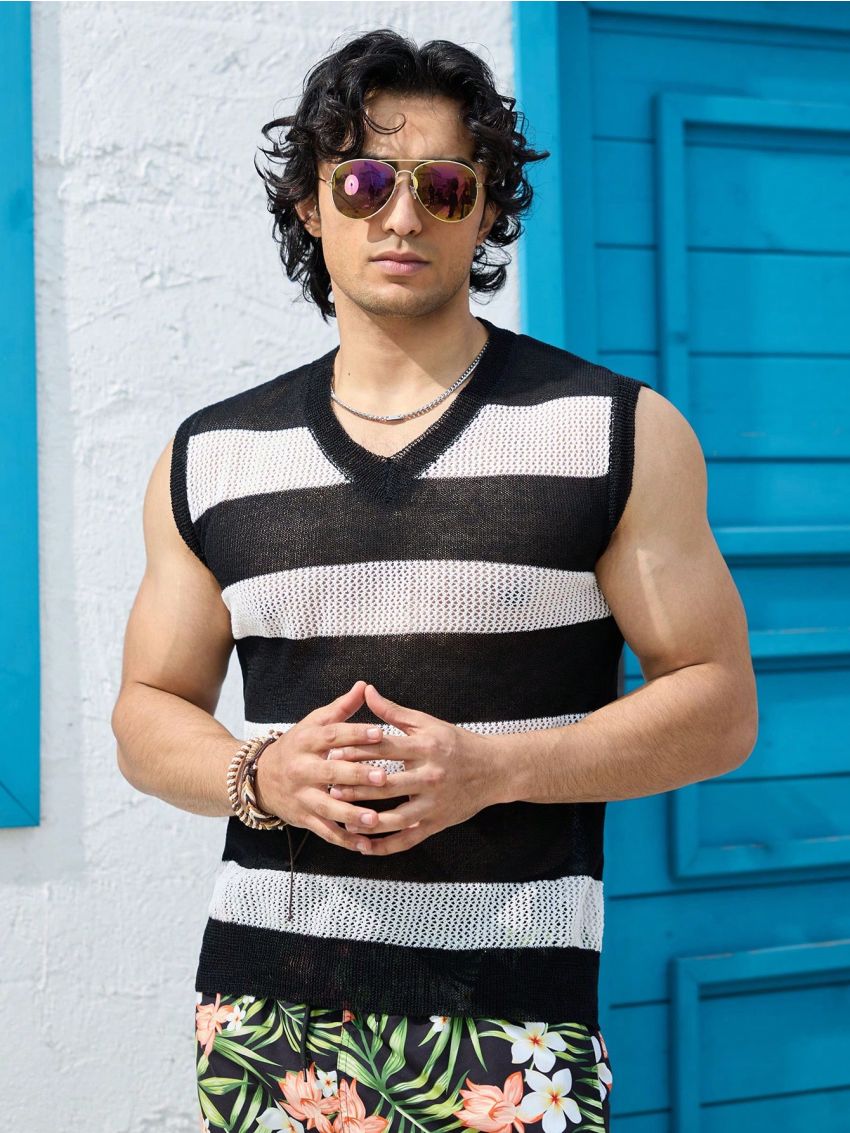 Men'S Striped Sweater Vest