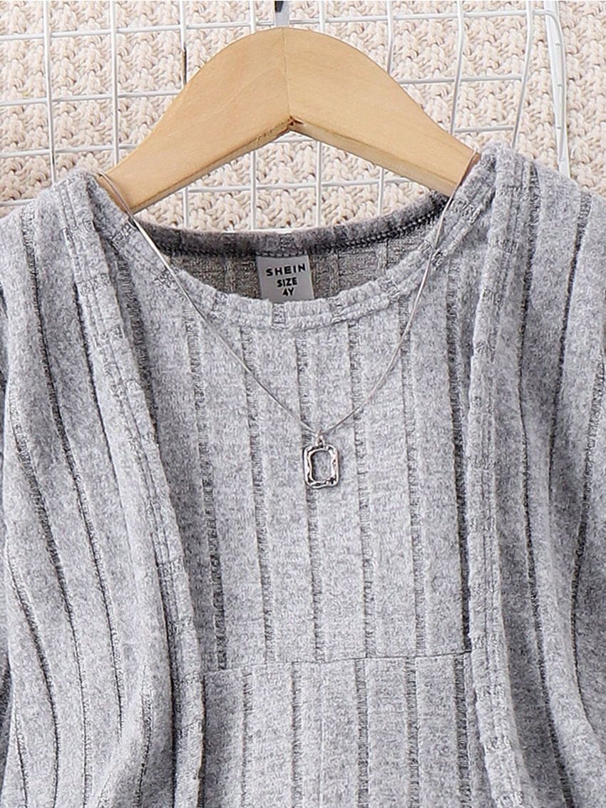 Toddler Girls' Ribbed Knit Jumpsuit With Vest And Cardigan Two Piece Set