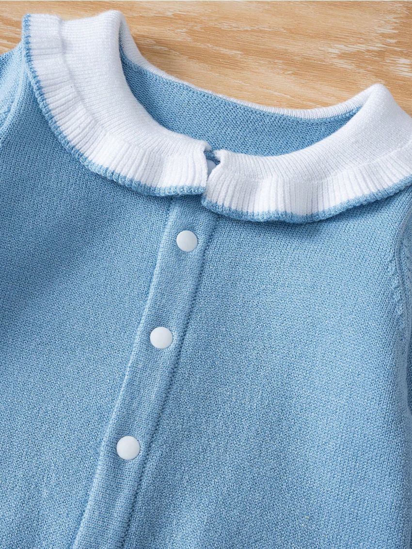 Baby Girls' Color-Block Button Knitted Jumpsuit