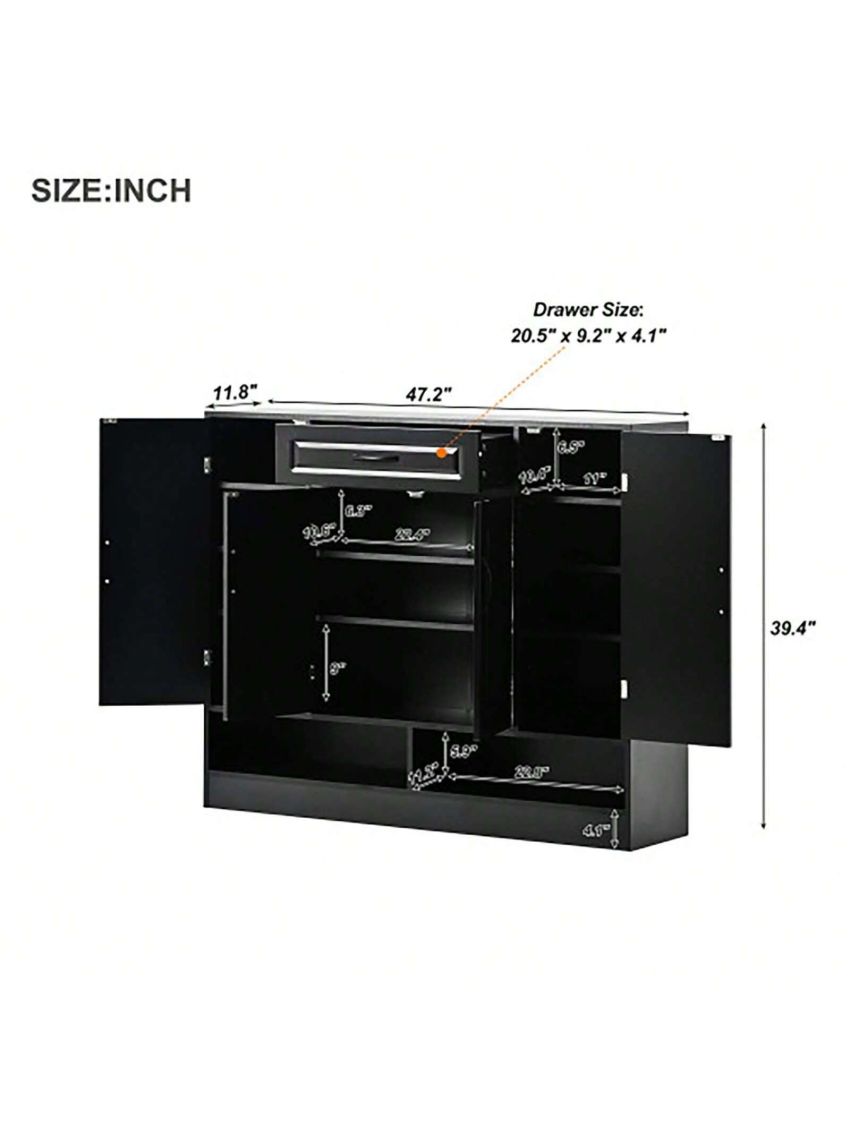 Sleek and Modern Shoe Cabinet with Adjustable Shelves, Minimalist Shoe Storage Organizer with Sturdy Top Surface, Space-saving Design Side Board for Various Sizes of Items