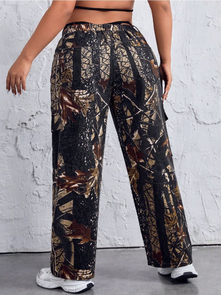 SHEIN ICON Plus Size Full Printed Denim Jeans