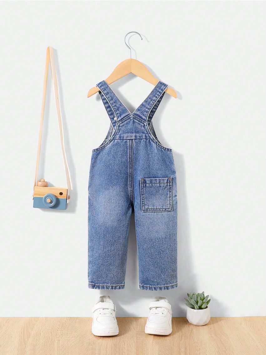 SHEIN Baby Boy Washed Comfortable Soft Denim Overalls