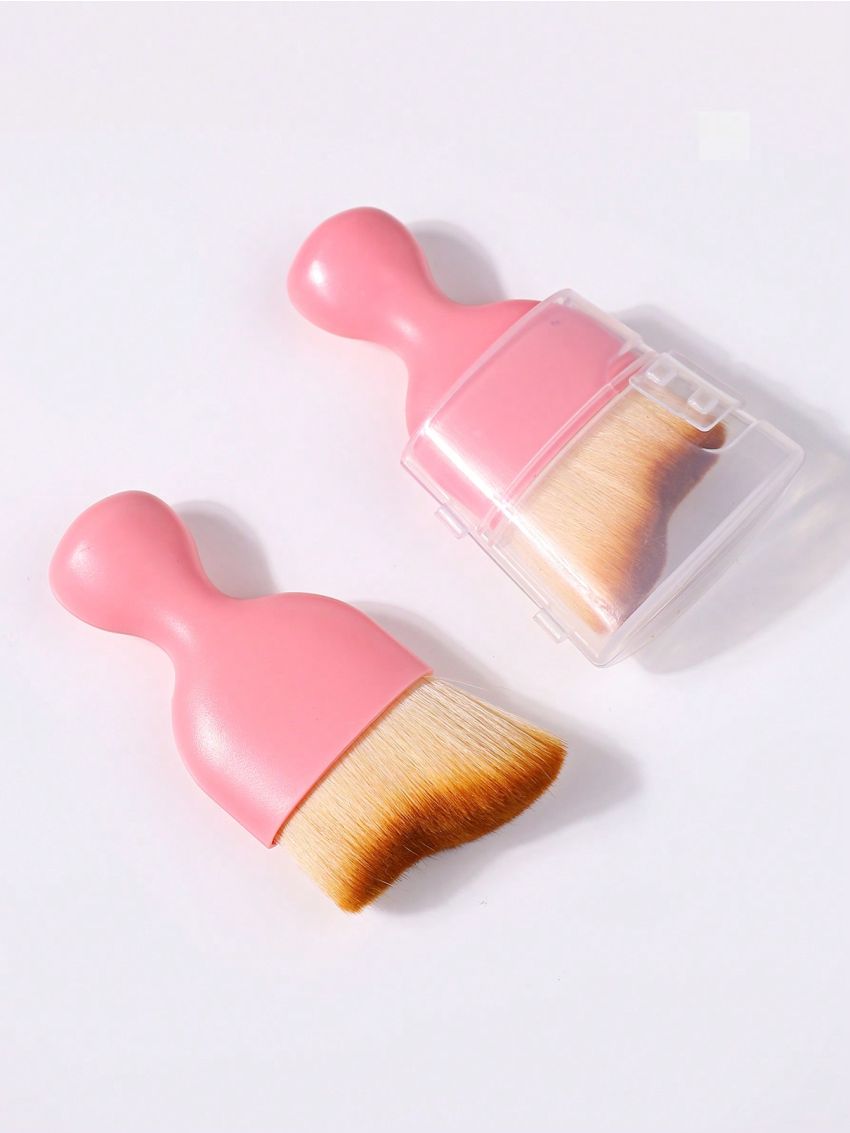 Single Pink Nail Art Cleaning Brush Curved Design With Short Bristles For Cleaning Nails And Gaps