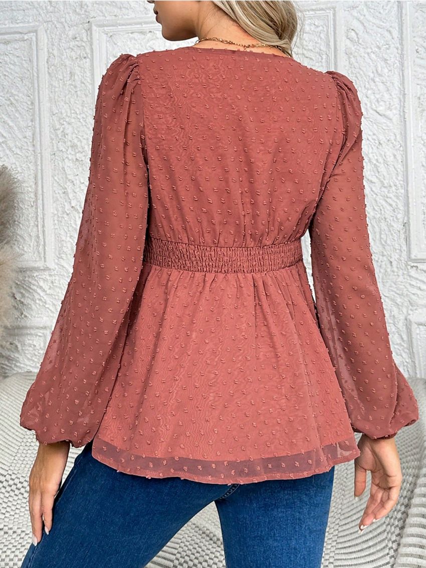 SHEIN Pregnant Women's Lantern Sleeve Ruffle Hem Blouse