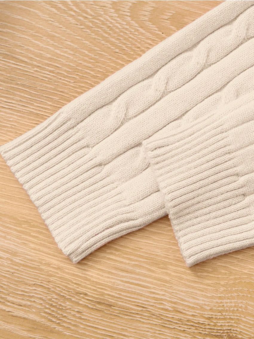 SHEIN Toddler Girls' Long Sleeve Turtleneck Sweater And Sweater Pants Set, 2pcs