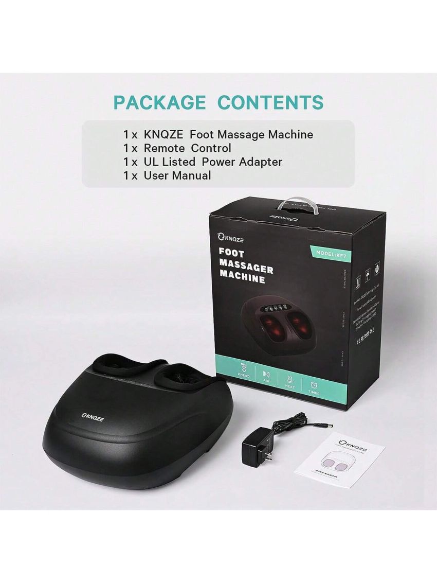 Foot Massager Machine with Heat, Shiatsu Deep Kneading Foot Massager Machine w/ Remote, Air Compression, Multi-Massage Modes, Auto-Off Timers, for Plantar Fasciitis and Tired Muscle, Home Office Use