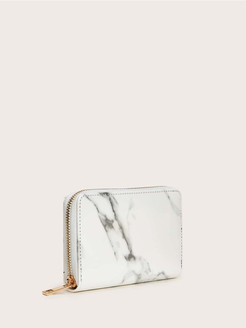 Marble Print Zipper Around Wallet