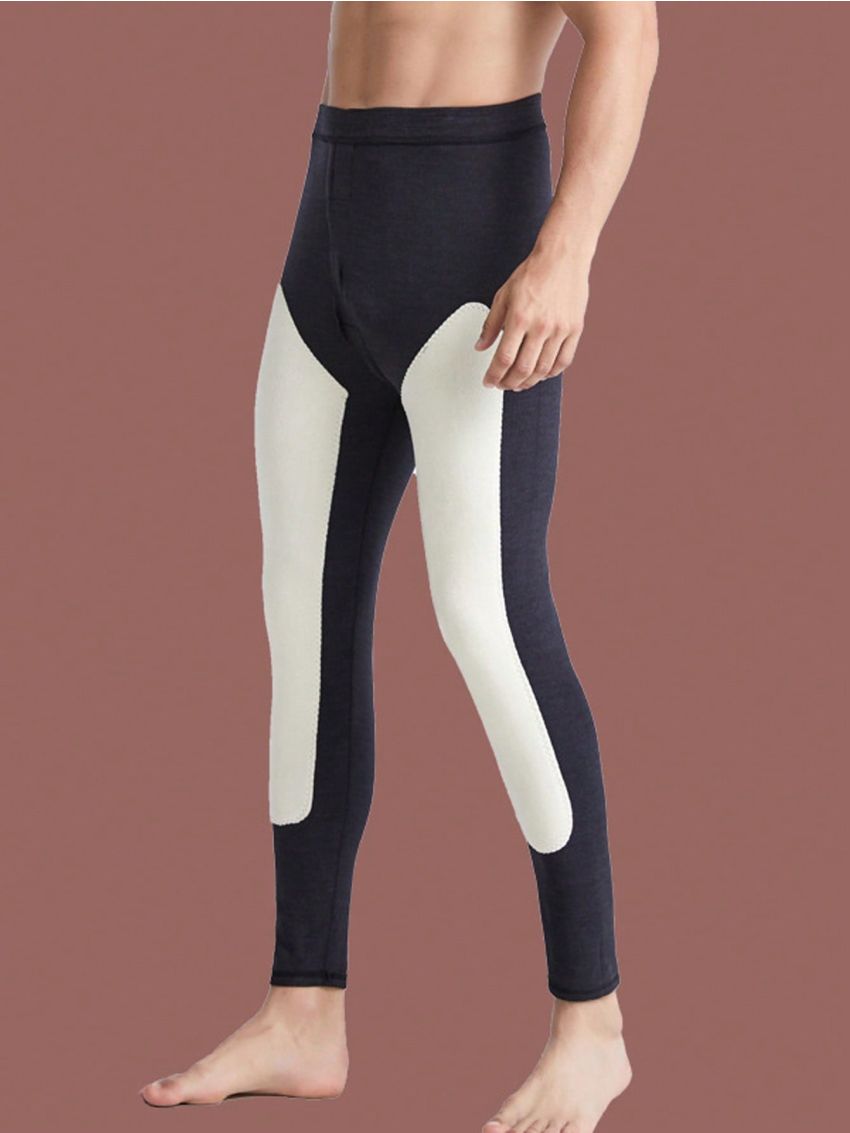 Men's Winter Fleece Lined Thermal Bottoms Pants With Knee Patches, Elastic And Warm Underwear