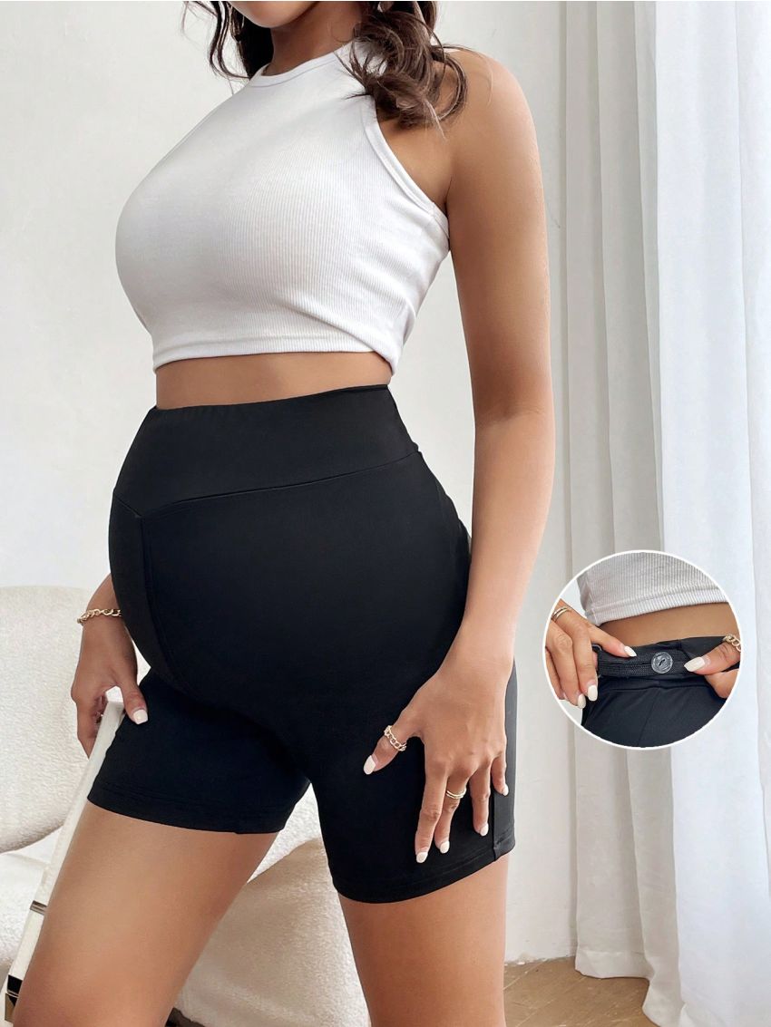 SHEIN Adjustable Button Maternity Shorts Leggings