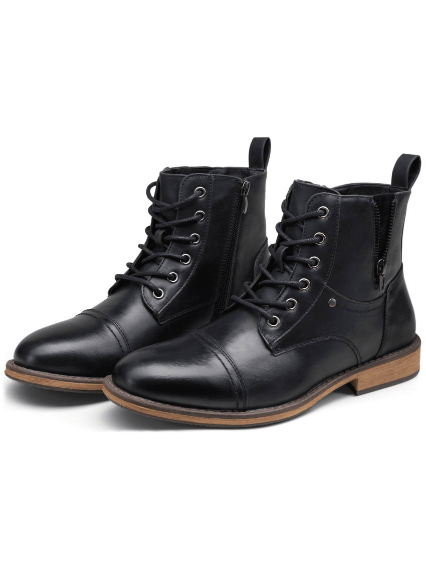 SHOESMALL Men's Boots Casual Motorcycle Ankle Boot Lace up Hiking Boots for Men