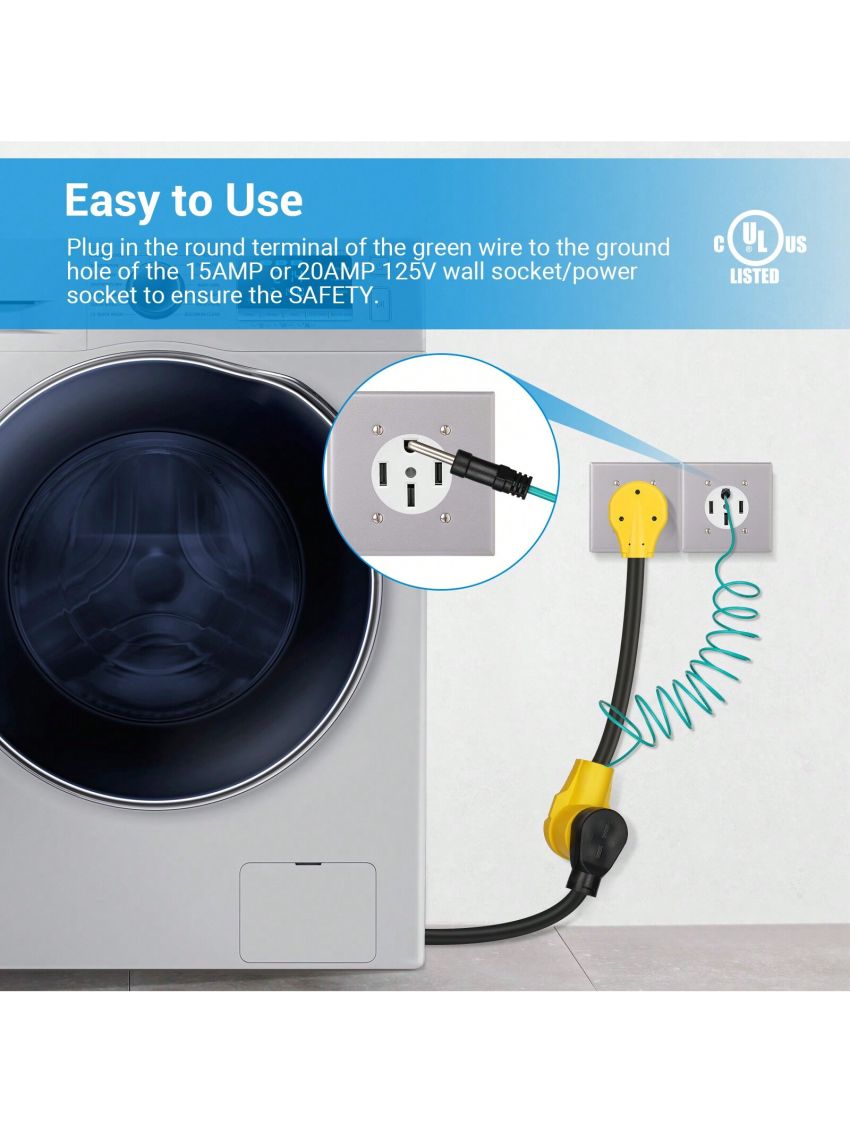 DEWENWILS Dryer Plug Adapter 4 Prong to 3 Prong, NEMA 10-30P Plug to 14-30R Receptacle, 4P Newer Dryer to 3P Older House,10AWG STW Dryer Connector Cord, 30 Amp/250V/7500W, 1.5 FT, UL Listed