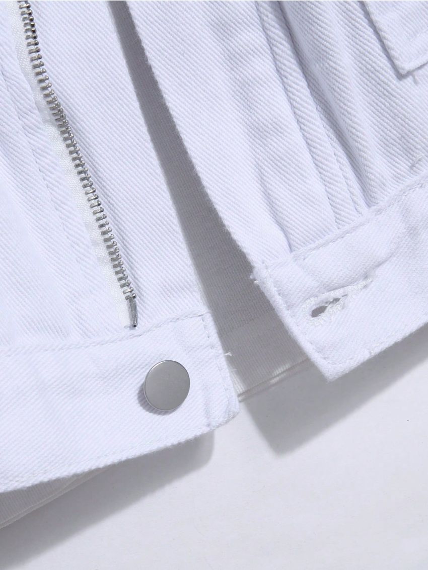 Manfinity EMRG Men's Solid Color Multi-Pocket Workwear Denim Jacket