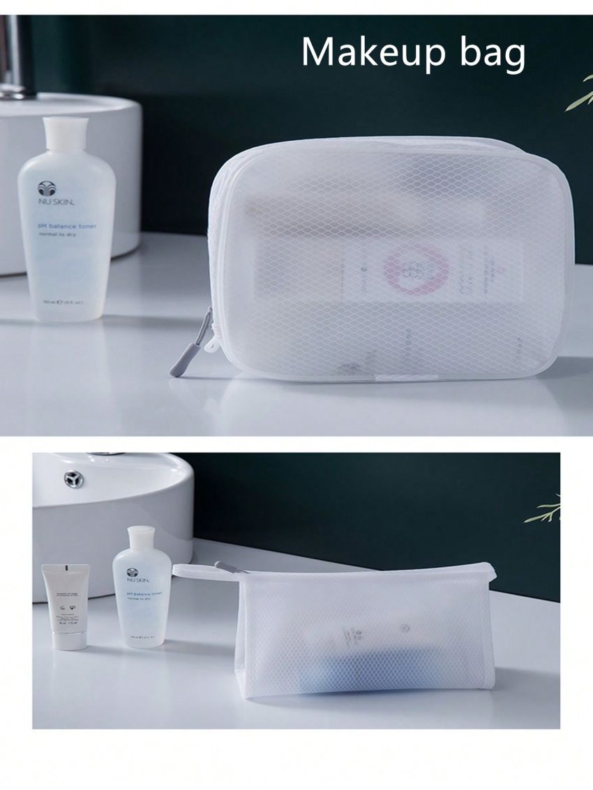 Eva Waterproof Cosmetic Bag With Large Capacity, Portable, Semi-transparent, Sandblasted, For Toiletries, Travel, Swimming, Cosmetics Storage Etc.