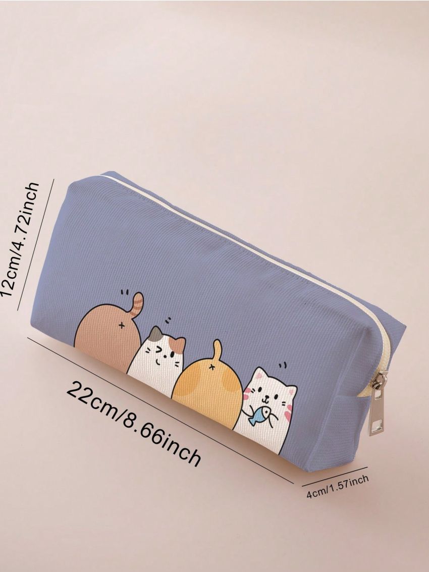 1pc Cartoon Cat Pattern Pencil Case