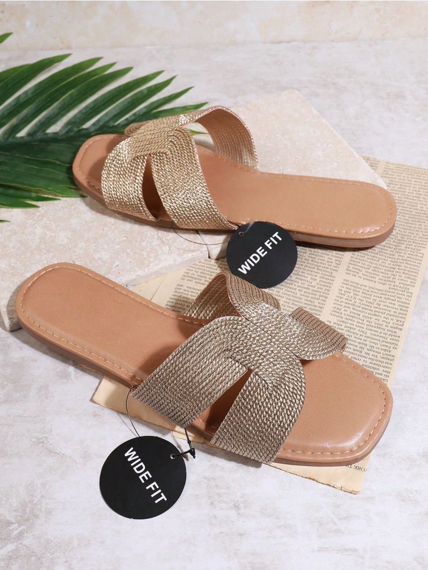 Ladies' Simple Cut Out Design Flat Sandals