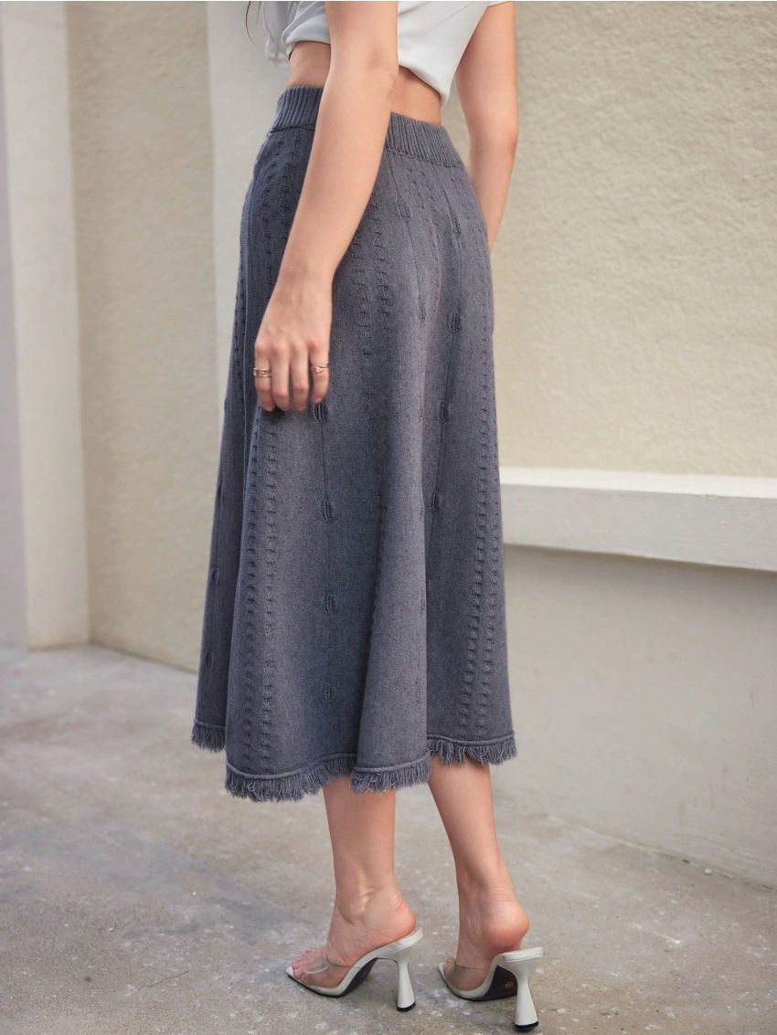 Anewsta Solid Color Sweater Skirt