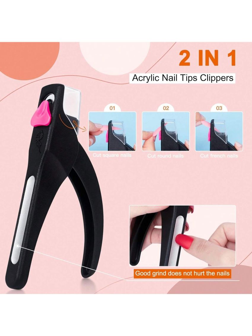 krofaue Half Cover False Nails Tips Set 1000pcs French Style Nail Tips Kit with Nail Gel, Clipper, Nail File Strips and Mini UV Nail Lamp with Box for Nail Tips Art Salons and Home DIY