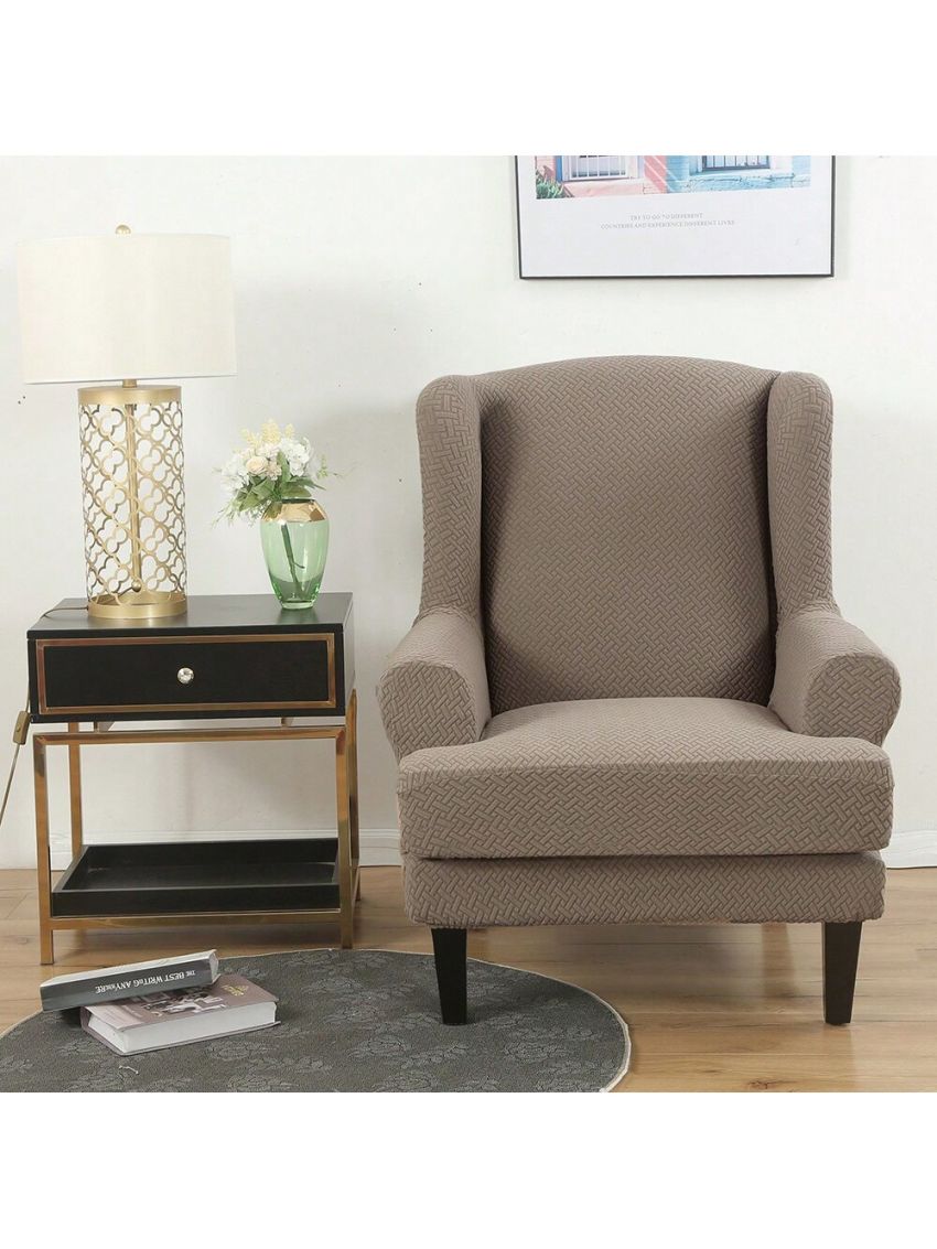 Wingback Armchair Cover Stretch Slipcover Elastic Wing Chair Cvoer Protector 2 Pieces
