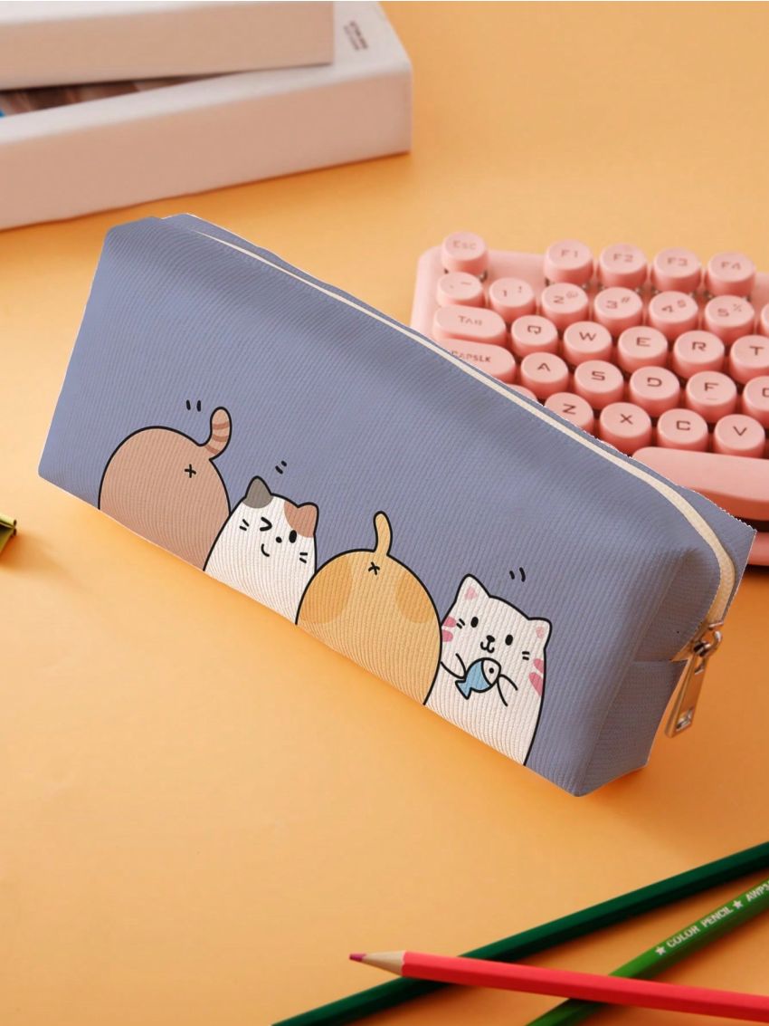 1pc Cartoon Cat Pattern Pencil Case
